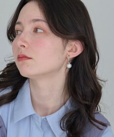 Phoebe ≪雑誌掲載≫〈金属アレルギー対応〉リップルパールフープピアス　シルバー/ステンレス/大ぶり/存在感◎/主役級