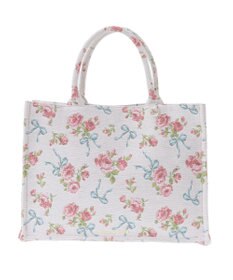 Maison de FLEUR ローズリボン柄ゴブランスクエアトートMバッグ