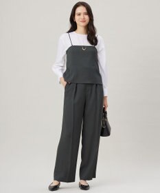 自由区 L 【セットアップ対応・接触冷感・洗える】リネンライクシンセティックキャミ ビスチェ