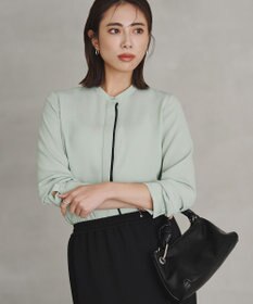 ICB 【新色追加・WEB限定カラーあり】BackSatinAmunzen バンドカラーブラウス