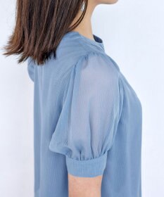 Tiaclasse 【洗える】ドビーシフォンパフスリーブブラウス