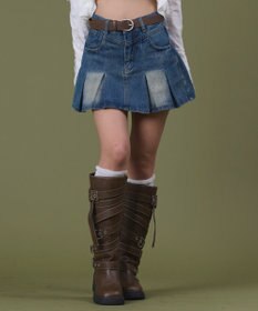 WEGO タックプリーツデニムミニスカパン