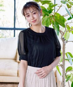 Tiaclasse 【洗える】ドビーシフォンパフスリーブブラウス