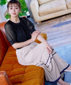 Tiaclasse 【洗える】ドビーシフォンパフスリーブブラウス