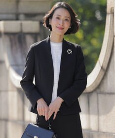 J.PRESS LADIES L 【セットアップ対応】セラテリーダブルクロス ノーカラー ジャケット