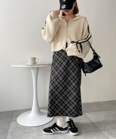 WEGO ラインリボンダブルジップニットパーカー