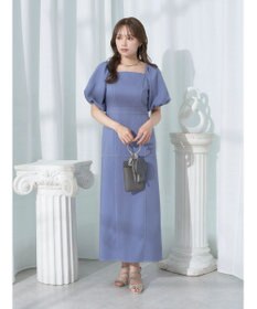 earth music&ecology 配色ステッチパフスリーブワンピース