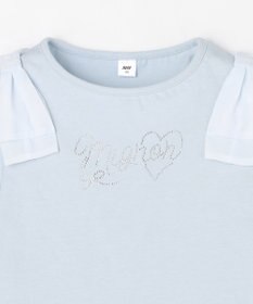 ANY KIDS 【綿100%】肩リボン×ラインストーンロゴ 半袖Tシャツ