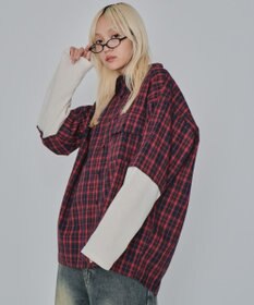 WEGO 【ユニセックス着用ITEM/MLサイズ展開】チェックレイヤードシャツ（LS）
