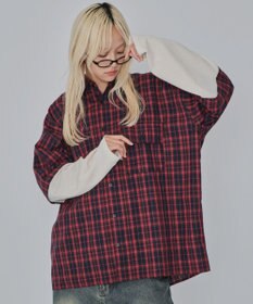 WEGO 【ユニセックス着用ITEM/MLサイズ展開】チェックレイヤードシャツ（LS）