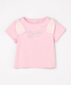 ANY KIDS 【綿100%】肩リボン×ラインストーンロゴ 半袖Tシャツ