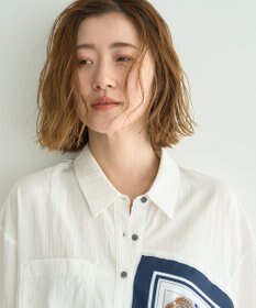 YECCA VECCA スカーフデザインアシメハーフスリーブシャツ