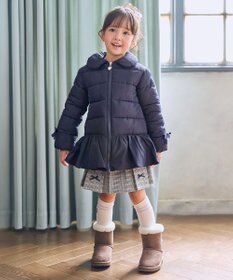 ANY KIDS 【フード取り外し/洗濯機可能】中綿フリル リボンコート