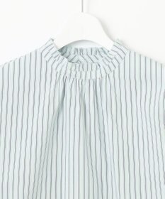 J.PRESS LADIES 【洗える】BEZ VEGA ストライプ フリルネック ブラウス