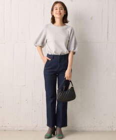 組曲 【洗える】レリーフスリーブジャージー カットソー