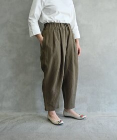 muuc 〈高品質ベルギーリネン100%〉〈遠州織物の工場で作られた上質な生地〉〈通年着られる〉キャンバス生地のイージーパンツ