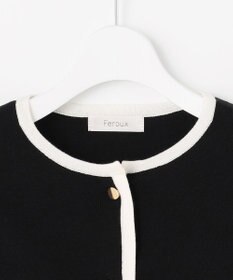 Feroux バイカラーリボンニット カーディガン