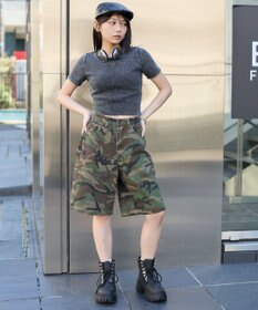 WEGO ヴィンテージウォッシュワンポイントリブT