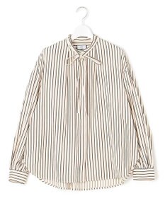 J.PRESS YORK STREET 【WOMEN】ワンウォッシュタイプライター リボンタイバンドカラー ブラウス