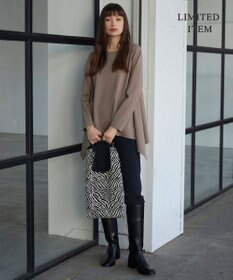 ICB L 【WEB限定・洗える】ヴィスコースストレッチポンチ イレギュラーヘムプルオーバー