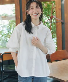 Tiaclasse 綿混ローン袖バルーンブラウス