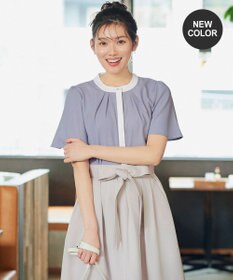 Tiaclasse L 【新色追加・洗える】フロントタック配色ブラウス