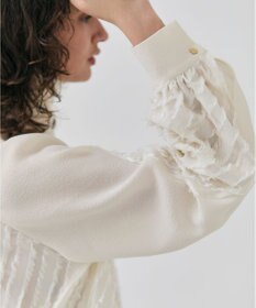 BEIGE， 【洗える】BANKSIA / ニットコンビカットジャカードブラウス