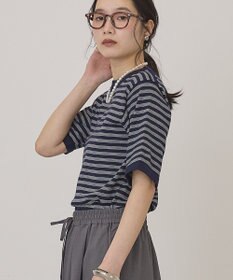 AMERICAN HOLIC ボーダーハーフスリーブニットプルオーバー