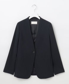 自由区 【セットアップ対応・洗える】ウールブレンドセットアップノーカラー ジャケット