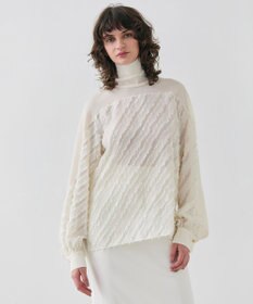 BEIGE， 【洗える】BANKSIA / ニットコンビカットジャカードブラウス