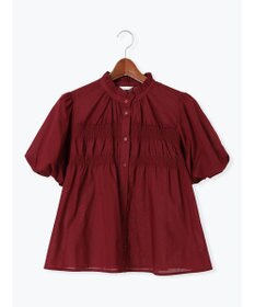 Te chichi スタンドフリル5分袖シャーリングブラウス