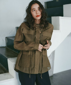 23区 【Oggi掲載/見上愛さん着用】リネンミックスシアースラブ ミリタリー シャツジャケット