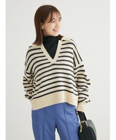 Green Parks キーネックボーダープルオーバー