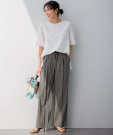 23区 【洗える】リネンレーヨンストレッチ ドロスト パンツ