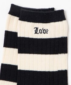 WEGO ロゴ刺繍ボーダークルーソックス