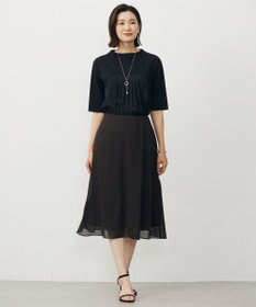J.PRESS LADIES 【洗える】ドットフロッキープリント フレア スカート
