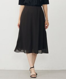 J.PRESS LADIES 【洗える】ドットフロッキープリント フレア スカート