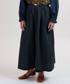 muuc 〈綿100%〉〈涼しいワッシャー生地〉〈裾タック入り〉ワイドパンツ