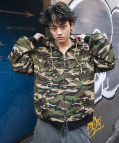 WEGO 【ユニセックス着用ITEM/MLサイズ展開】カモフラグラフィックZIPパーカー