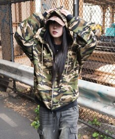 WEGO 【ユニセックス着用ITEM/MLサイズ展開】カモフラグラフィックZIPパーカー