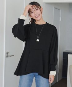 Tiaclasse 【吸水発熱・洗える】袖口ドッキングカットソープルオーバー