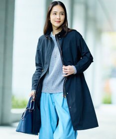 自由区 コットンナイロンタッサースタンドカラー コート ブラック