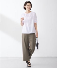 J.PRESS LADIES 【洗える】BEZ空羽ストライプ クルーネック ブラウス
