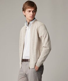 JOSEPH ABBOUD 【イタリア糸使用/清涼感/軽い/洗える/サスティナブル】スラブギマ ニット  ジップ ブルゾン