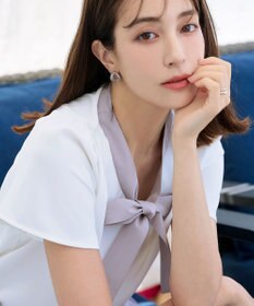 Tiaclasse 【洗える】配色リボンタイブラウス