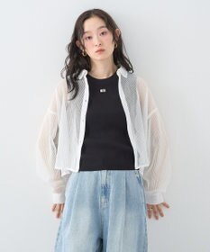 earth music&ecology メッシュストライプショートシャツ
