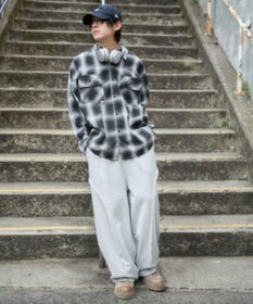 WEGO 【ユニセックス着用ITEM/SMLサイズ展開】オンブレチェックシャツ（LS）