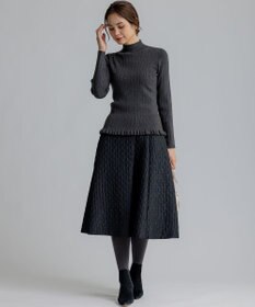 組曲 ジオメトリックフラワージャガード フレアスカート