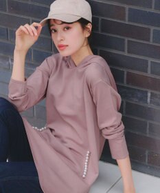 Tiaclasse 【洗える】パールポケット付きニットチュニックパーカー