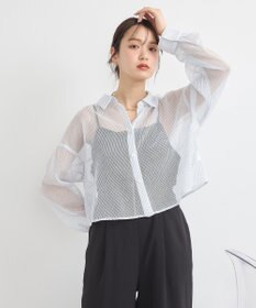 earth music&ecology メッシュストライプショートシャツ